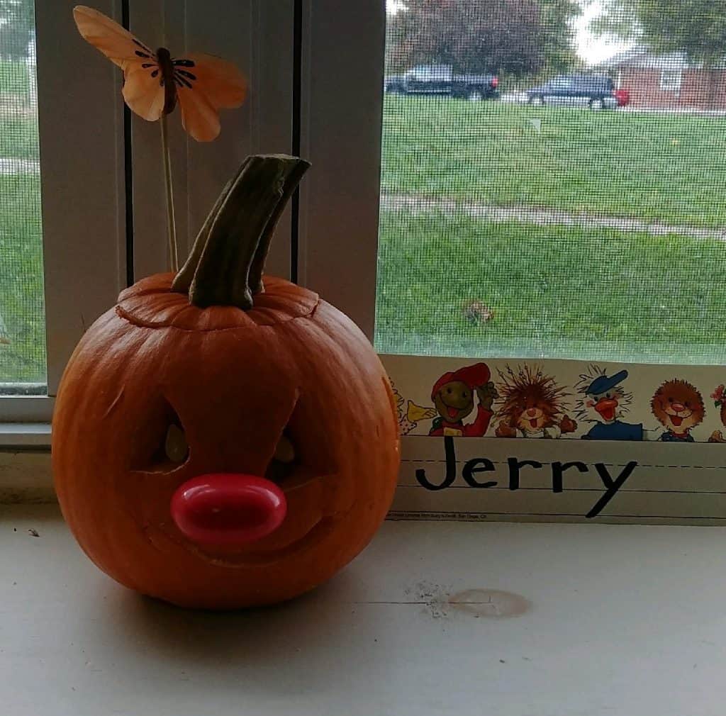 Pumpkin jack lantern named Jerry
