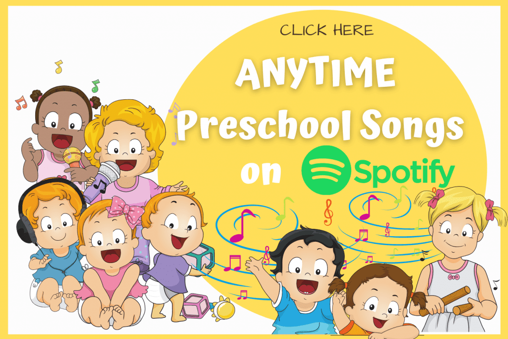 8 cartoon preschoolers singing to preschool songs. Link to Tothood101's Anytime Preschool Songs Playlist on Spotify.