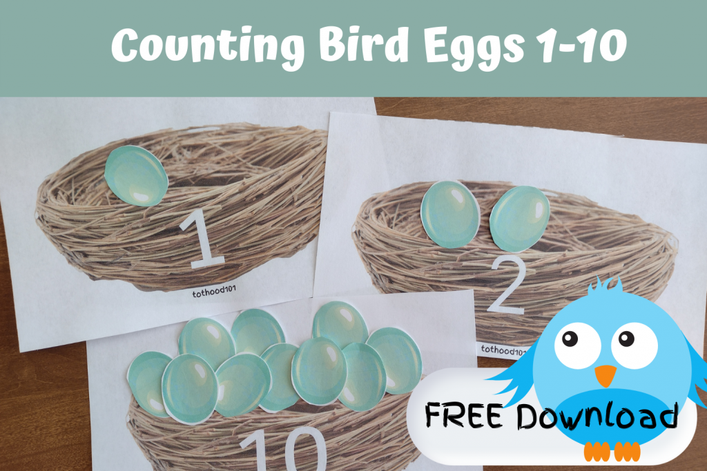 Nest and egg counting game counting 1-10. Link to download