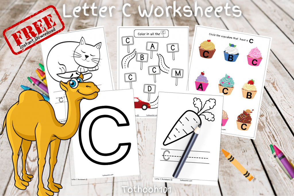 Letter C Worksheet collage