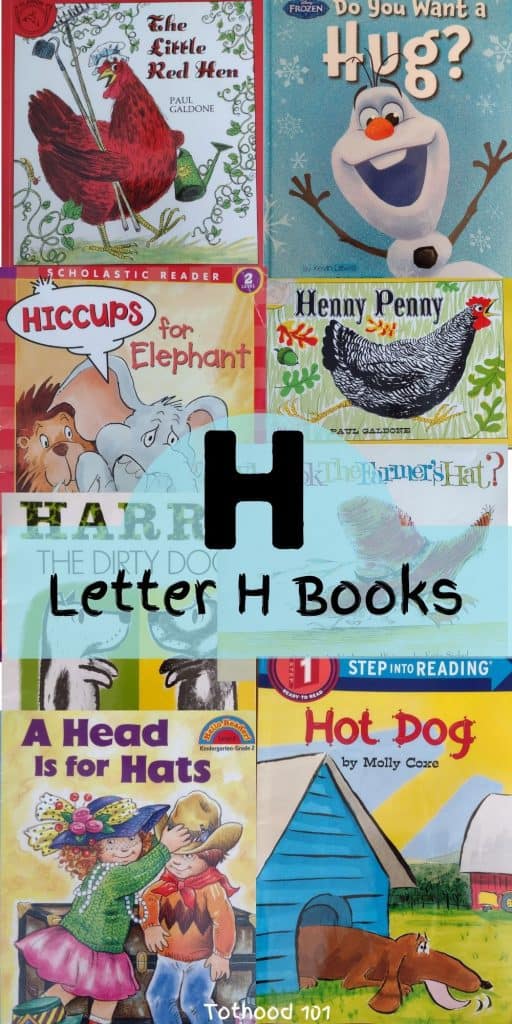 A book collage of Letter H books for preschoolers