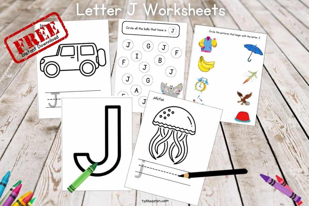 Letter J Worksheet collage 