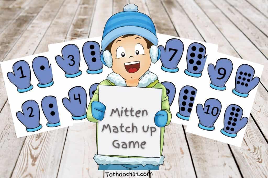 Mitten Match up Game for Preschoolers