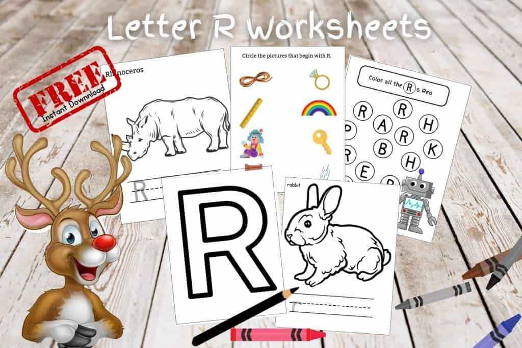 A collage of Letter R Worksheets. 