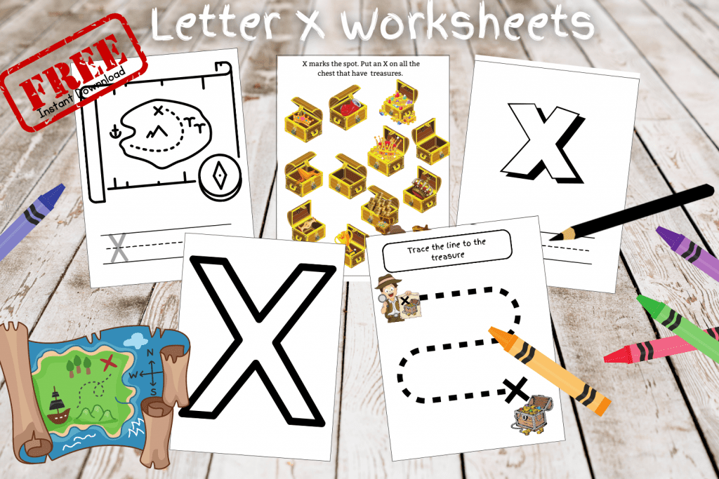 Letter X worksheets for preschoolers