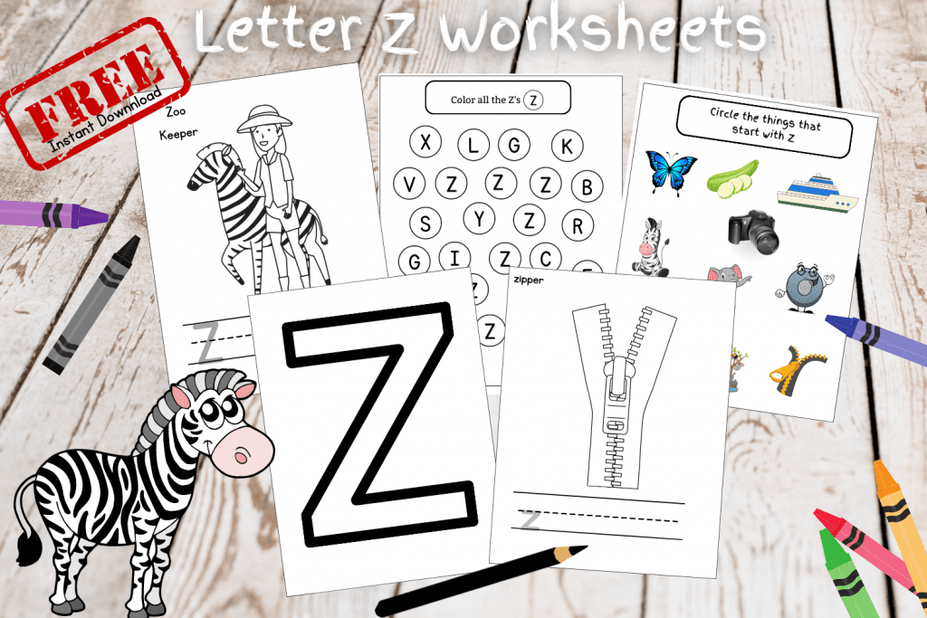Letter Z worksheets for preschoolers