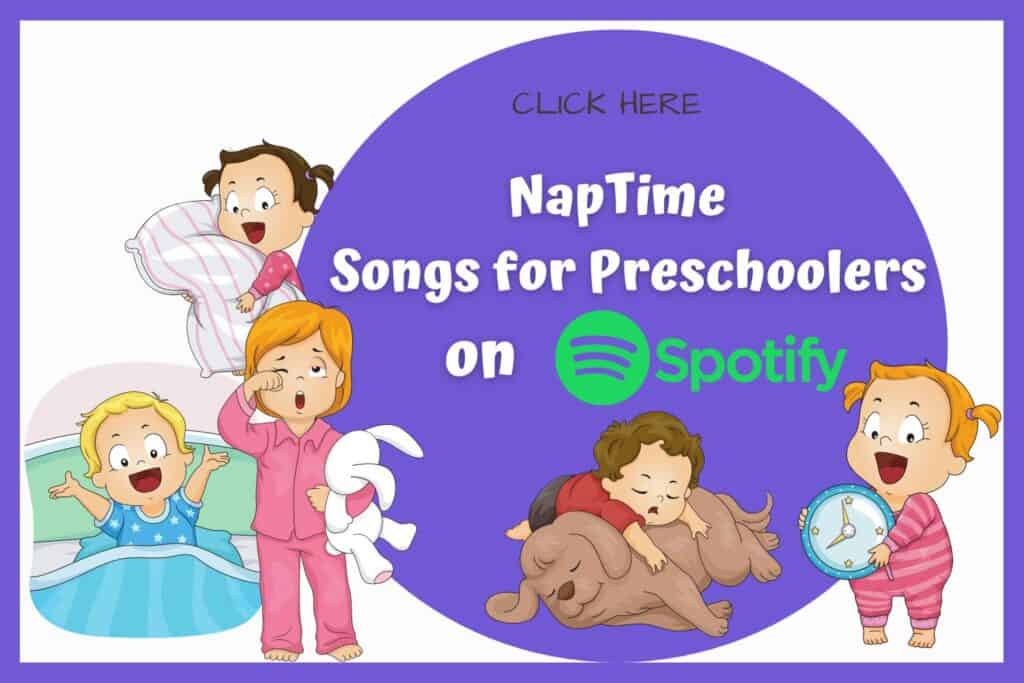 Children getting ready for nap. Link to Naptime songs for preschoolers