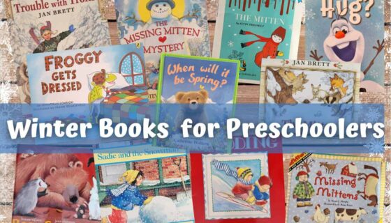 Collage of winter books for preschoolers