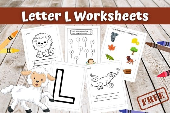 Letter L worksheets for preschoolers
lamb and crayons