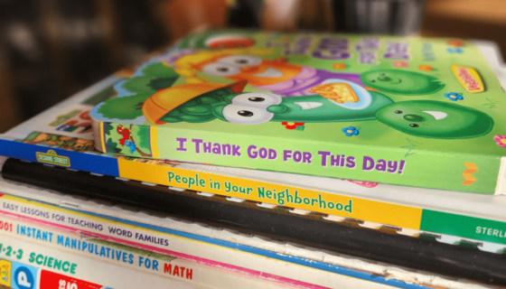 Stack of preschool curriculum books