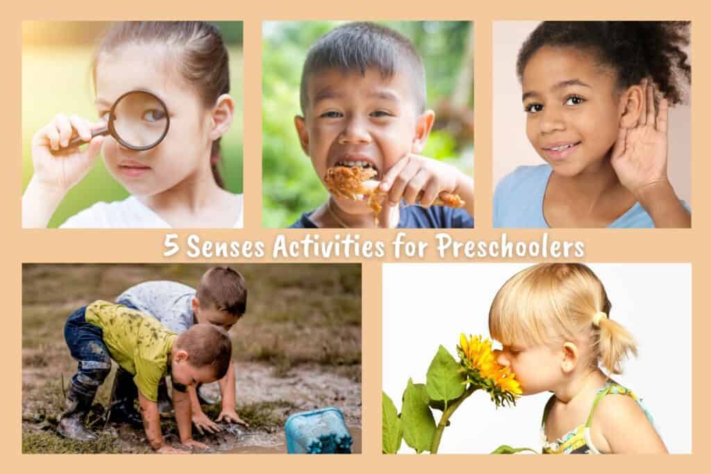 5 kids each exploring one of the five senses