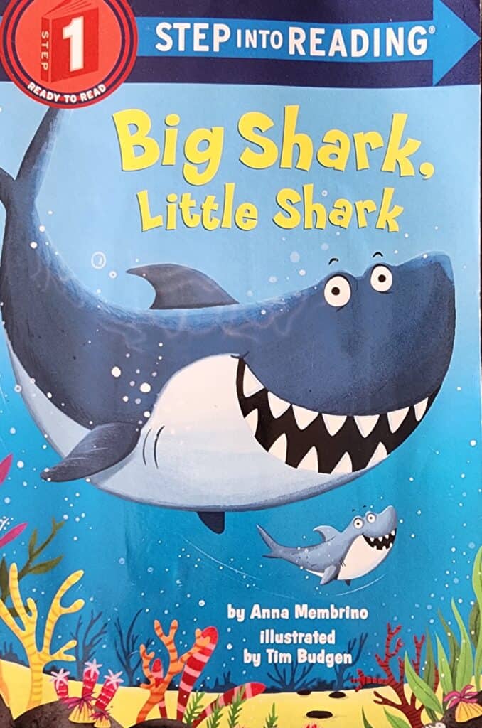 Book cover of Big Shark, Little Shark by Anna Membrino. A Big shark and a little shark are swimming in the ocean