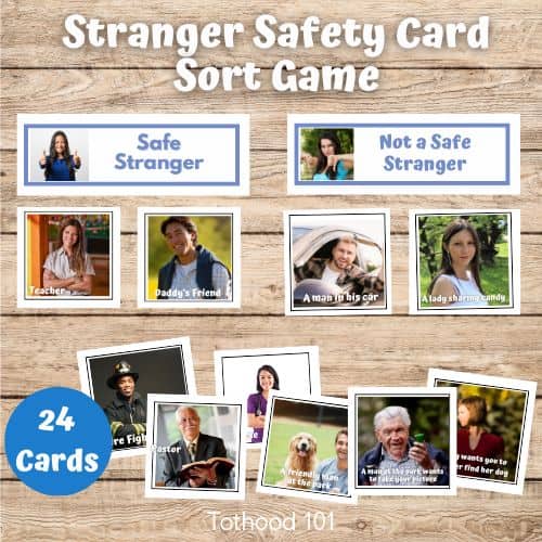 Stranger Safety Card Sort Game pictures of safe and not safe strangers