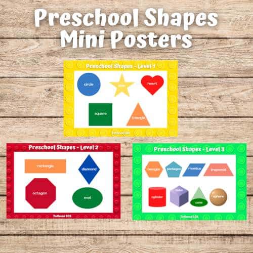 Preschool Shapes Mini Posters Level 1,2,3